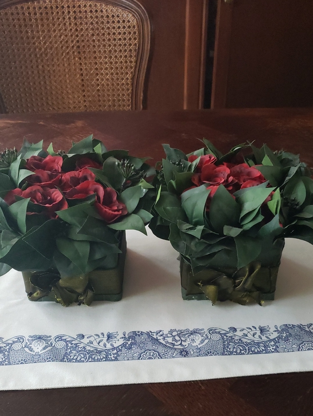 Artificial Red Rose Mini Arrangement Pair - Unbranded